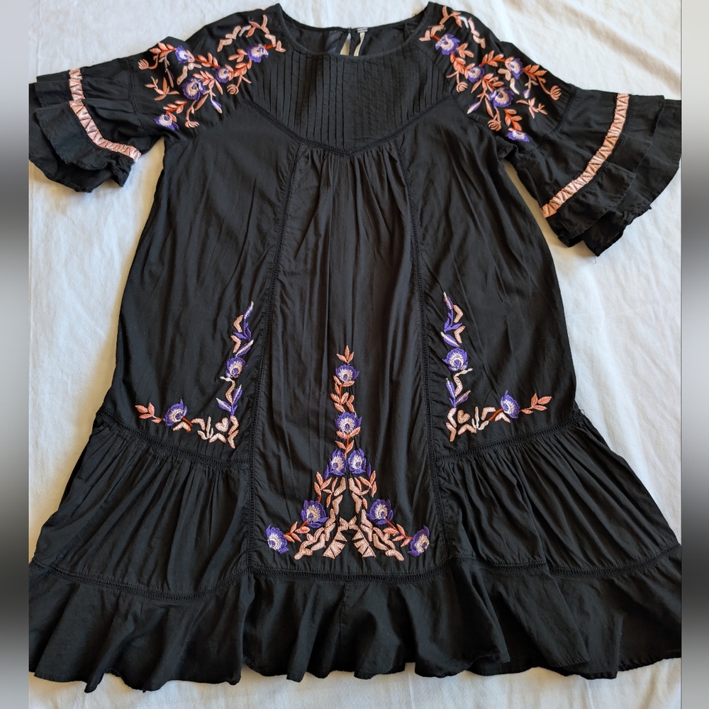 Free People Pavlo Babydoll Shift Mini Dress Size Medium Boho, Hippie,